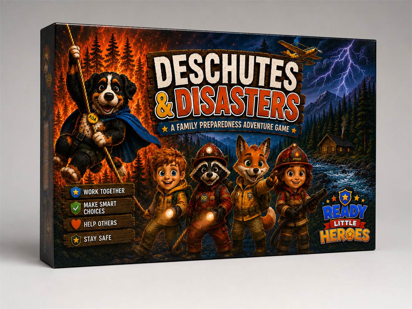 Deschutes & Disasters family preparedness adventure game box