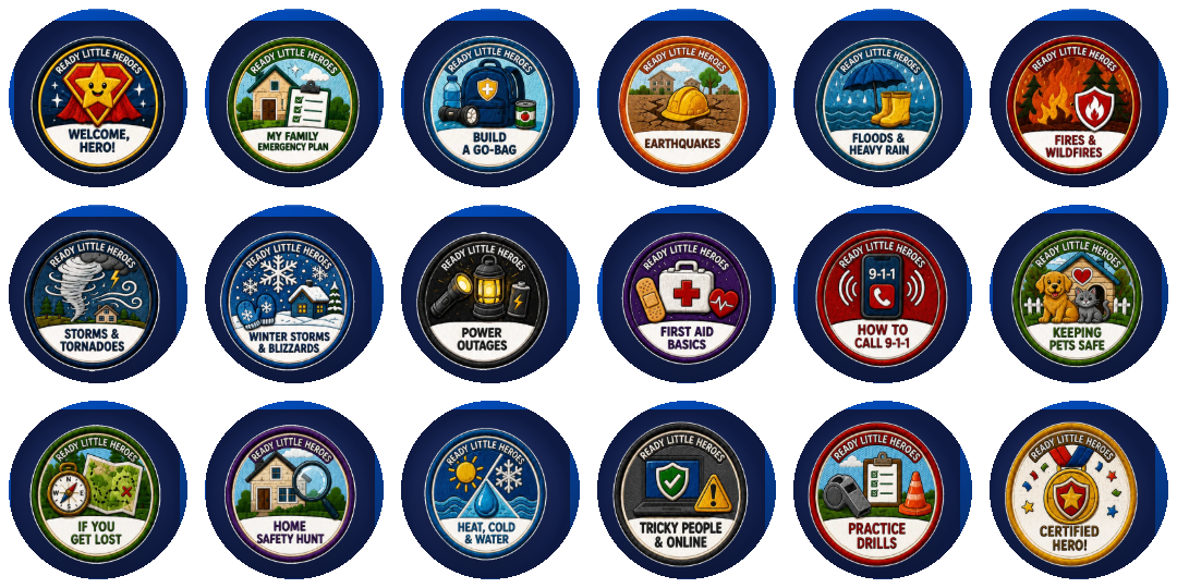 All 18 complete Mini Mission Badges